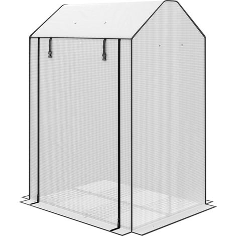 Mini Greenhouse with 4 Wire Shelves, Portable Tomato Greenhouse, Upgraded Garden Grow House for Plants with Roll Up Door Vents, 100 x 80 x 150cm, White (1/5)
