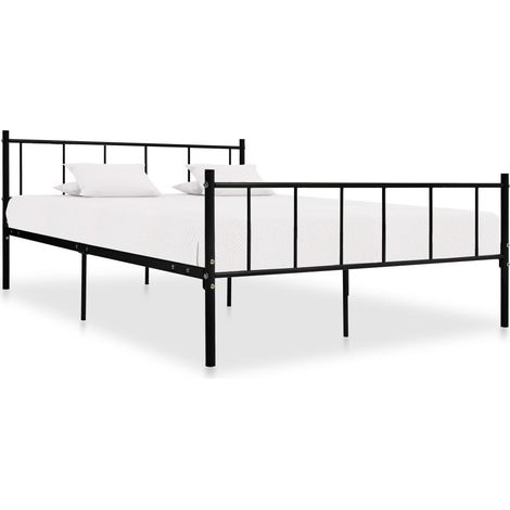 Cadre de lit sans matelas noir métal 180x200 cm (1/5)