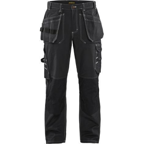 Pantalon de travail multipoches Blaklader artisan 100% coton croisé Noir 44 (1/10)