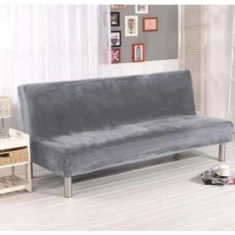 Solide Housse de Clic-Clac Extensible Housse de Canapé Sans Accoudoir Couverture pour Canapé (gris) (1/4)