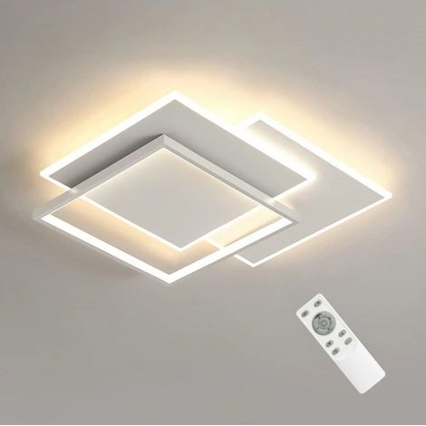 Plafoniera LED Moderna 64W con App Bluetooth e Telecomando – Dimmerabile 3000-6500K, Design 3 Quadrati 47×47cm 5888lm per Casa Camera e Ufficio
