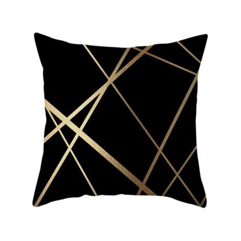 Housses de coussin décoratives en velours noir 45 x 45 cm, taies d'oreiller géométriques dorées, pour salon, chambre à coucher, banc, canapé, lot de 2 (1/5)