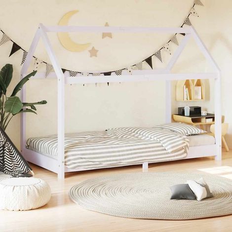 vidaXL Cadre de lit d'enfant Blanc Bois de pin massif 80x160 cm (1/5)