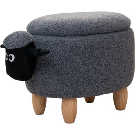 SVITA Tierhocker Stauraum Kinderhocker Sitzhocker Kinderzimmer Sitzbox Schaf Grau