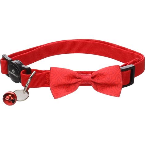 Collier avec nœud Castor Rouge 20 – 35 cm pour chat - Flamingo (1/3)