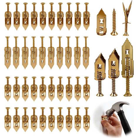 80pcs Plasterboard Dowels with Screws, Zinc Plated Carbon Steel Self-Drilling Anchors, Heavy Duty Drywall Fixings, No Drilling, for Frames and Curtains (1/5)