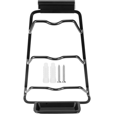 Support mural noir pour couvercles de casseroles, étagère à planches à découper, organiseur de cuisine en aluminium avec bac à eau (modèle S, espace gainé). (1/5)