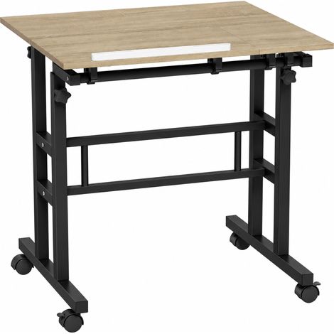 Boville bureau assis debout réglable inclinable mobile blanc (1/5)