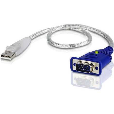 Adaptateur Aten 2A-130G USB A vers VGA D-Sub 0,35 m Bleu/Argent