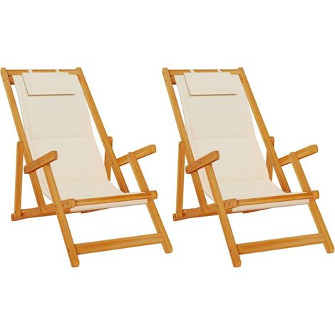 Maison Exclusive - Sedia da spiaggia 2 pcs Marrone Legno di Acacia Massello