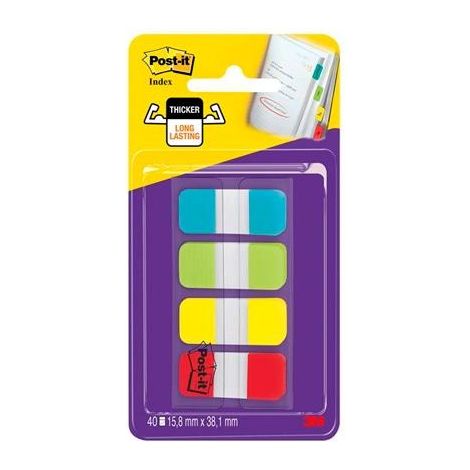 Banderitas separadoras rigidas dispensador 4 colores amarillo azul lima y rojo post-it index 676-alyr-eu