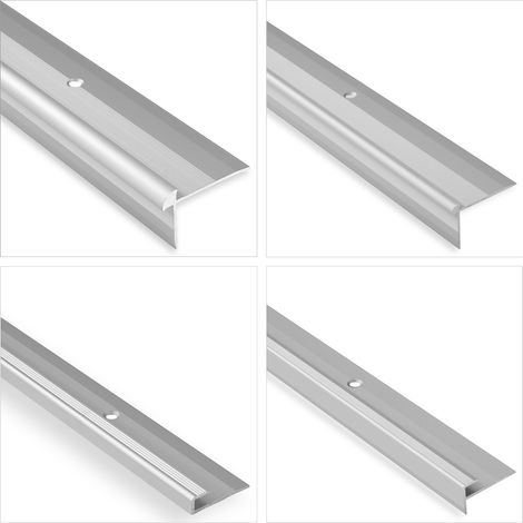 EFFECTOR Treppenkantenprofil Treppenabschluss Alu Winkelprofile mit Einfasshöhe 3-5,1mm für Bodenbeläge: Silber, C63 - 29x7.9 mm (1/5)