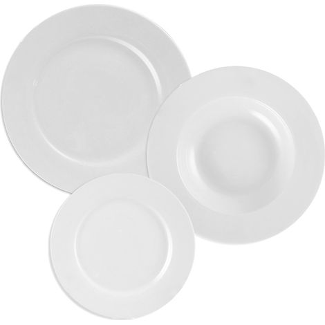 MA MAISON GEMMA SET 18 PIATTI BIANCHI IN PORCELLANA 6 PZ PIANI 6 PZ FONDI 6 PZ DA FRUTTA (1/4)