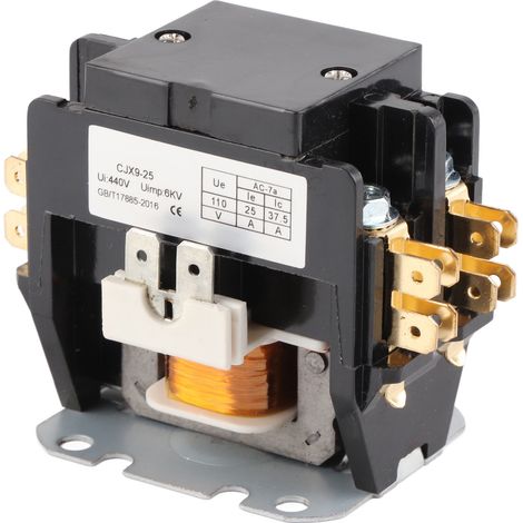 Contacteur CA CJX9 25 2P, contacts en alliage d'argent, boîtier en PP ignifugé, 25 A, pour climatiseur, 110 V
