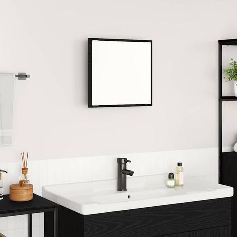 Miroir de salle de bain LED Chêne Noir 40 x 37 x 8.5 cm, Meuble Mural, Design Moderne (1/5)