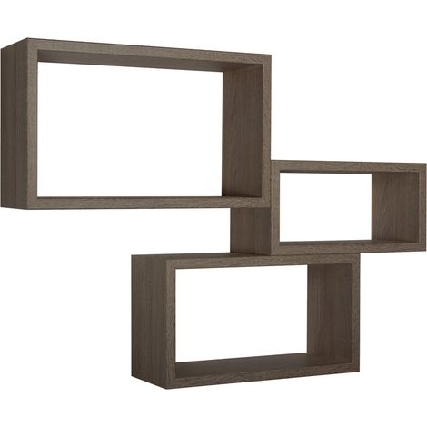 Set 3 mensole rettangolari parete noce scaffale salotto soggiorno camera Trittico (1/8)