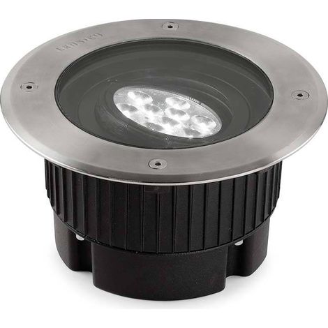 Leds-C4 Gea - Plafonnier LED extérieur encastré au sol Inox poli 18,4cm 1647lm 16Â ° 4000K IP67 (1/2)