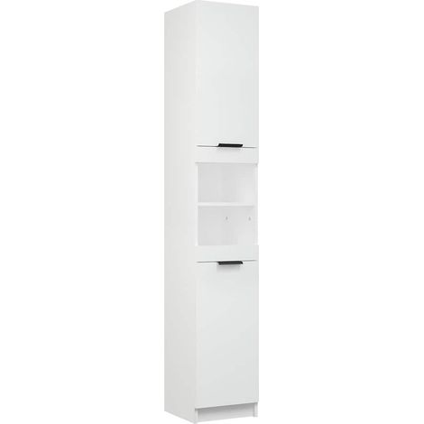 Armadietto da Bagno Mobile da Bagno Bianco 32x34x188,5 cm in Legno Multistrato (1/5)