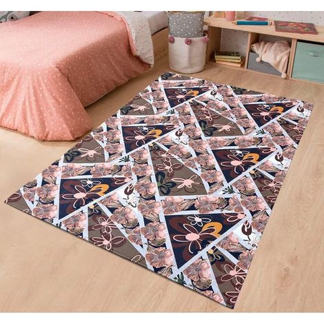 Tapis Chambre Salon Cuisine Salle de bains Hall Design Moderne Floral Antidérapant - 54x100 cm (1/5)