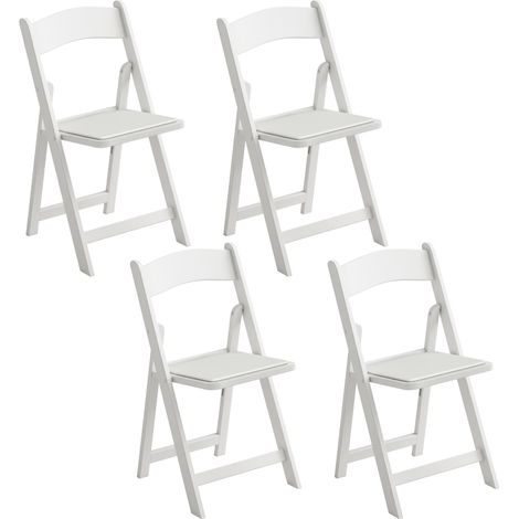 Lot de 4 chaises pliantes en résine et PU, chaises pliantes portables pour intérieur et extérieur, 45x44x78cm, blanc (1/5)