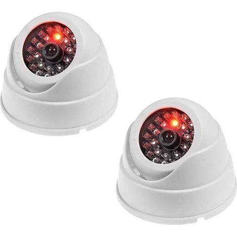 Blanc Lot de 2 Fausses caméras de Surveillance dôme avec LED Clignotantes pour la sécurité de la Maison. (1/5)