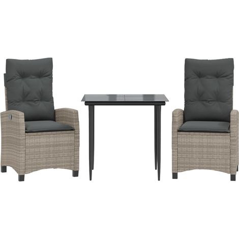 Maison Exclusive - Set Pranzo da Giardino 3pz con Cuscini Grigio Chiaro Polyrattan