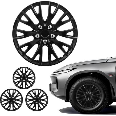 Enjoliveurs Auto 4 Pièces, Cap de Roue pour Jante R16 de 40,6 cm, Remplacement OEM Compatible avec Hyundai Chevrolet Ford et Honda Protection des Roues Entrerien, 20 Rayons, en ABS, Noir (1/5)