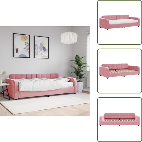 Sofá cama 2 en 1 - vidaXL Sofá cama con colchón terciopelo rosa 90x200 cm - Sofá cama con espuma