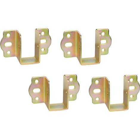 Supports Fixation Central pour Rail de Lit Suspension de Solive en Bois Largeur 25 mm Metal Connecteurs Raccord pour Cadre de Lit Chromé Jaune 4 pièces (1/5)