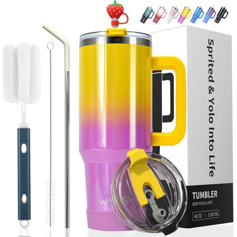 30oz Travel Coffee Mug with Lid with Straw and Handle, Stainless Steel Double Wall Vacuum Insulated Thermal Water Bottle for Cold and Hot Coffee, 30oz (1/5)