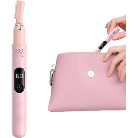 Tondeuse électrique rechargeable pour sourcils avec indicateur de pile à DEL, tondeuse de précision indolore pour les poils du visage, rose