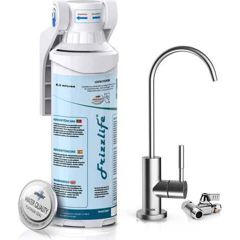 Filtre à eau sous évier – Système de filtration d'eau potable certifié 0,5 micron, élimine le plomb, le chlore et les odeurs, réduit le fluorure, avec robinet dédié (1/5)