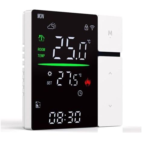 QORVA-Le thermostat intelligent WiFi 3A est conçu pour les applications de chauffage/chaudière à eau, avec télécommande pour smartphone et compatibilité vocale (White 3A-WIFI) (1/4)