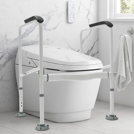 Toilet Handrail, Toilet Safety Rails, Height & Width Adjustable Toilet Stand-Up Toilet Armrest, Non-Slip Bathroom Safety Toilet Aid Stand, Toilet Safety Frame for Elderly, Pregnant Women, Handicapped (1/5)