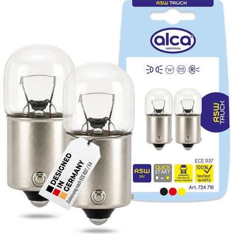 alca® Glühlampen R5W LKW 24 V 5 W BA15s transparentes Rücklicht 2er Set (1/5)