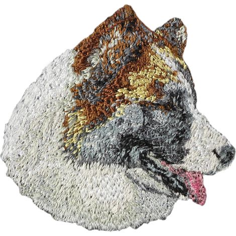 Pastor islandés: parche con forma de perro, parche bordado, decoración única para mochilas de Art-Dog (1/3)