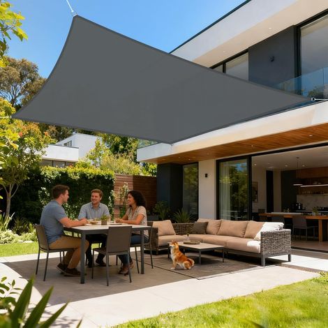 Voile d'ombrage 2x4m Rectangulaire Imperméable à l'eau Toile d'ombrage avec 95% de Protection UV pour Patio Extérieur Jardin,Gris Foncé