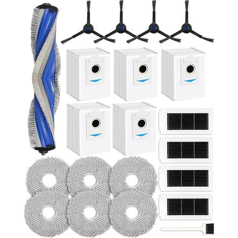 iRobacc Lot de 21 Pices de Rechange Compatibles avec Aspirateur ECOVACS DEEBOT X5 Pro, X5 Omni, 1 Brosse Principale, 4 Brosses Latrales, 5 Sacs Poussire, 4 Filtres Hepa, 6 Tampons de Nettoyage (1/5)