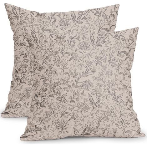 Housses de coussin décoratives vintage à motifs floraux, 40 x 40 cm, lot de 2, imprimé gris antique, housses de coussin carrées classiques unisexes, convenant aux canapés et à la décoration intérieure (1/5)
