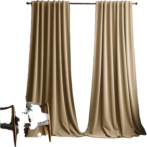 Cortinas con aislamiento térmico, estilo moderno, color ámbar, 132 x 213 cm, 2 paneles. (1/2)