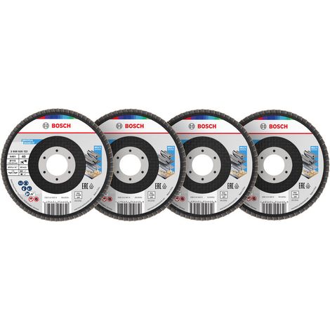 Bosch X451 Flap Disc Set 115 x 22.23mm G40 60 80 120 T29 60pcs 2608626159