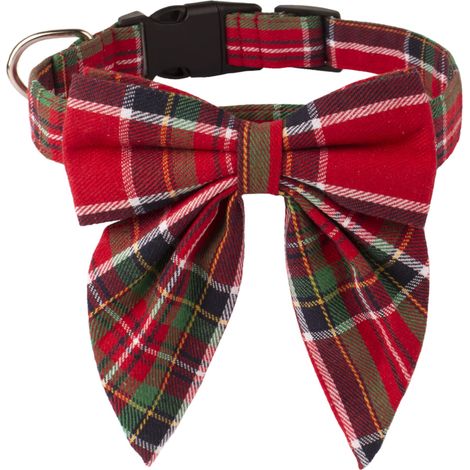 Collier de Noël pour Chien avec nœud Papillon réglable en Coton Rouge et Vert pour Chiens de Petite, Moyenne et Grande Taille (1/5)