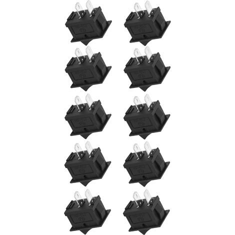 Lot de 10 interrupteurs à bascule 2 broches marche/arrêt, 2 positions, en plastique noir, accessoires industriels KCD1-101 (1/5)