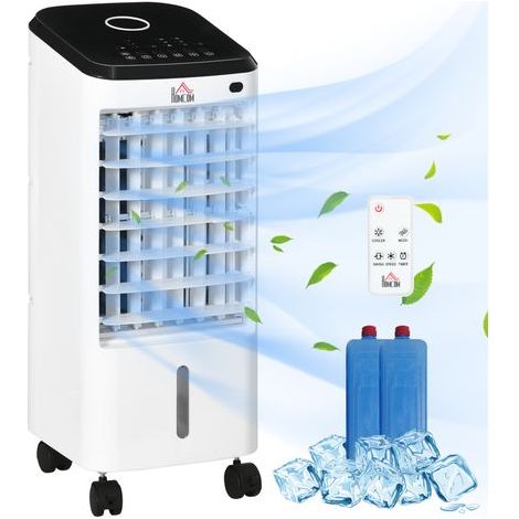 Refroidisseur d'air ventilateur humidificateur 3 en 1 sur roulettes télécommande 3 modes 3 vitesses minuterie blanc (1/5)