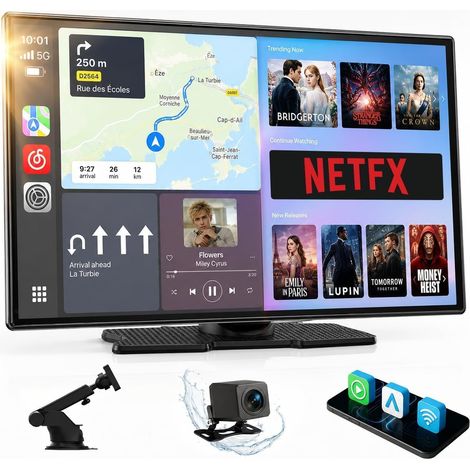 Écran Carplay Voiture sans Fil avec Youtube TikTok, 9 Pouces Autoradio Car Play (1/5)