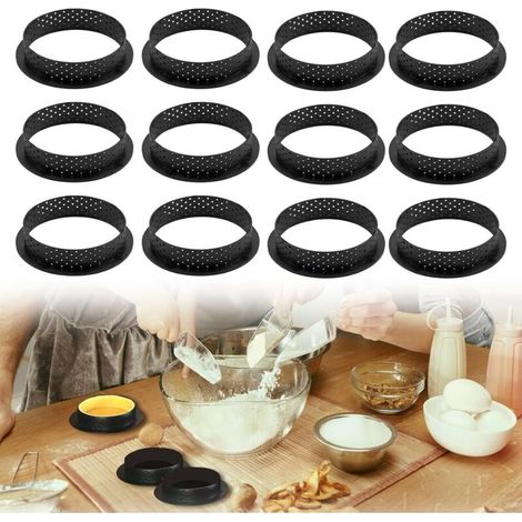Wiederverwendbare 8-cm-Törtchenformen – Set mit 12 perforierten, hochfesten Kunststoffringen für Gebäck und Desserts
