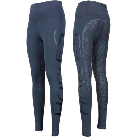 XS, Blu: Leggings da equitazione per donna Horses modello Xenia con full grip (1/4)