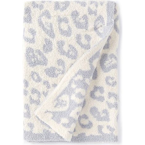 Couverture en laine demi-velours, couverture tricotée pour enfant à imprimé léopard, couverture tricotée doublée polaire, couverture imprimé léopard Barefoot, couverture de rêve (1/5)