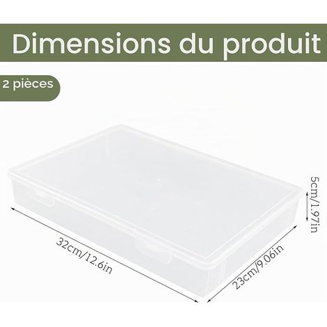 boîtes de rangement avec couvercle - 32 x 23 x 5 cm - En plastique transparent - organisateur pour documents, lettres, articles de papeterie (1/4)