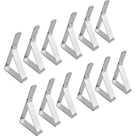 Pince Nappe Inoxydable, 12 Pièces Pinces pour Nappe de Table, Pince Nappe Clip Exterieur Ajustable, Attache Nappe Jardin pour la Maison, la Salle à Manger, la fête (7.5 4.5)